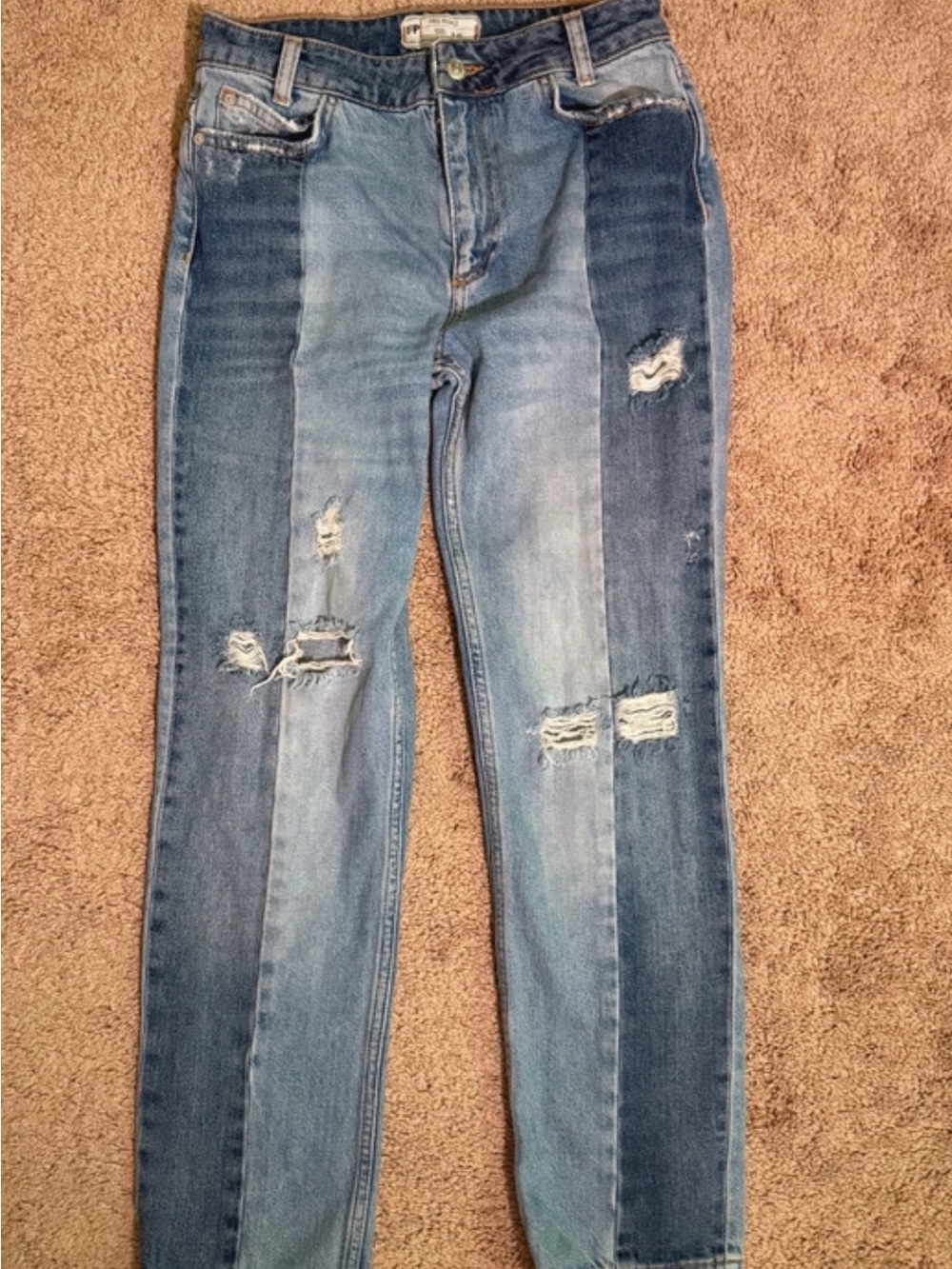 Free People Striped Panel Distressed Women's Jeans